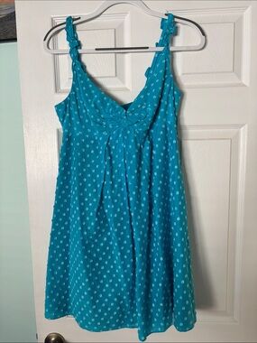 Nine West Teal Blue Polka Dot Summer Dress
